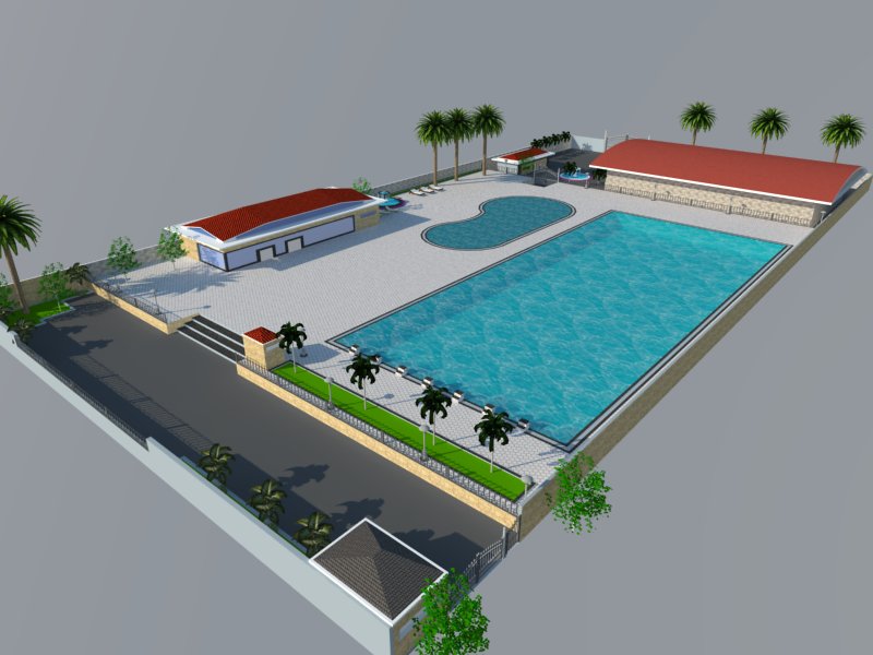 bản vẽ phối cảnh thiết kế bể bơi thi đấu